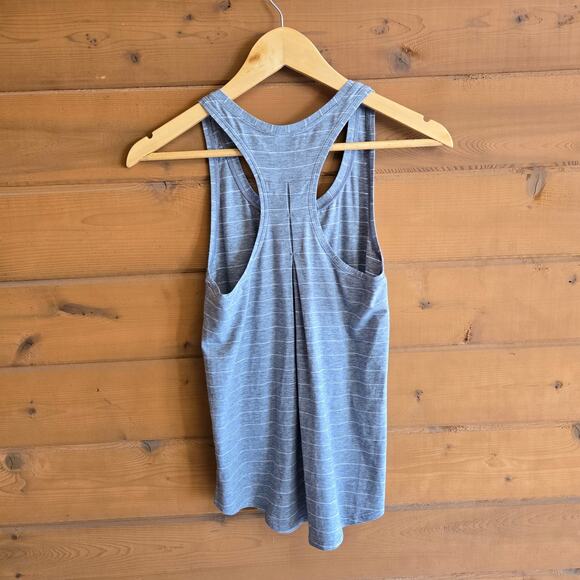 Lululemon Love Tank Pleated Modern Stripe White Heathered Grey 2 Top Shirt - Picture 3 of 5